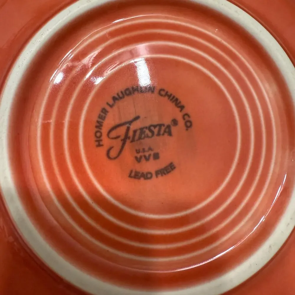 Vintage Fiesta Teacup & Saucer in Persimmon – Homer Laughlin Ceramic Made in USA
